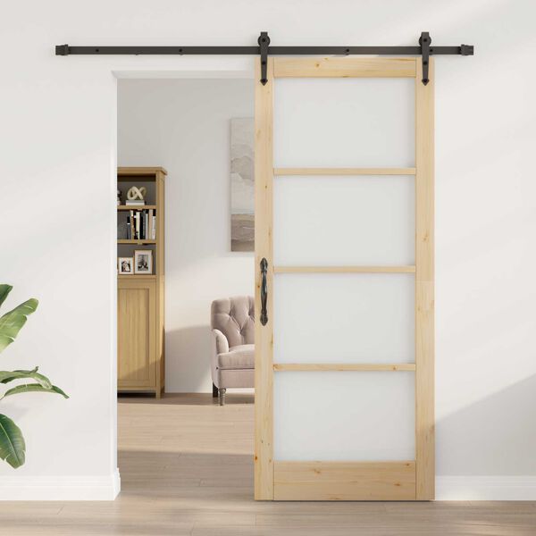 vidaXL Porte coulissante Naturel et Noir 86 x 211 cm