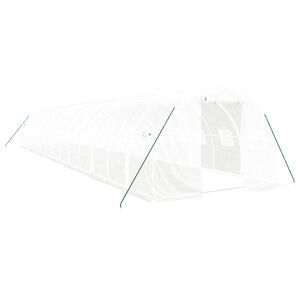 vidaXL Serre avec cadre en acier blanc 42 m&sup2; 14x3x2 m