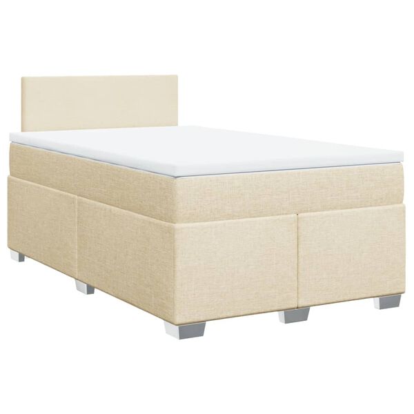 vidaXL Sommier &agrave; lattes de lit avec matelas cr&egrave;me 120x190 cm tissu