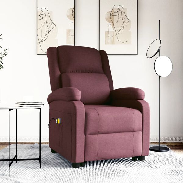 vidaXL Fauteuil de massage Violet Tissu