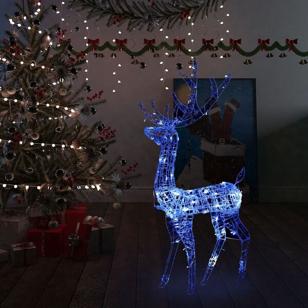 vidaXL Renne de d&eacute;coration de No&euml;l Acrylique 140 LED bleues 120 cm