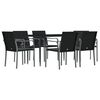 vidaXL Ensemble &agrave; manger de jardin 7 pcs coussins r&eacute;sine tress&eacute;e acier
