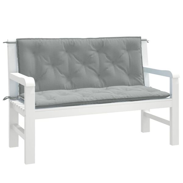 vidaXL Coussins de banc de jardin lot de 2 gris clair m&eacute;lang&eacute; tissu
