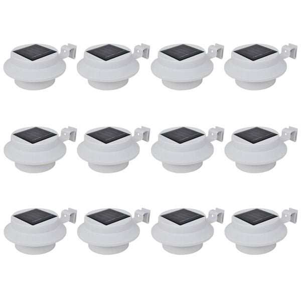 vidaXL Lampes solaire à LED d'extérieur pour clôture 12 pcs Blanc