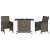 vidaXL Ensemble de bistro 3 pcs avec coussins gris r&eacute;sine tress&eacute;e