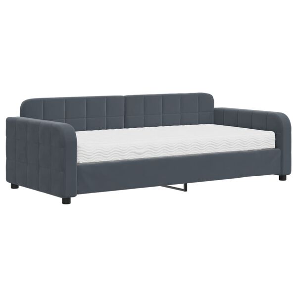 vidaXL Lit de jour avec matelas gris fonc&eacute; 90x190 cm velours