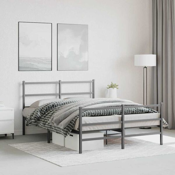 vidaXL Cadre de lit m&eacute;tal sans matelas avec pied de lit noir 140x200cm