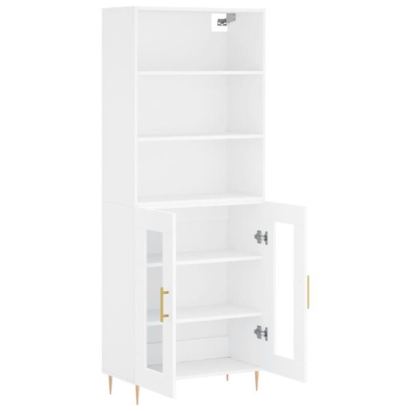 vidaXL Buffet haut Blanc 69,5x34x180 cm Bois d'ing&eacute;nierie