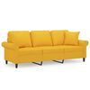 vidaXL Canap&eacute; 3 places avec oreillers et coussins Jaune clair 180 cm