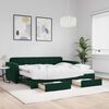 vidaXL Lit de jour avec gigogne et tiroirs vert fonc&eacute; 90x200cm velours