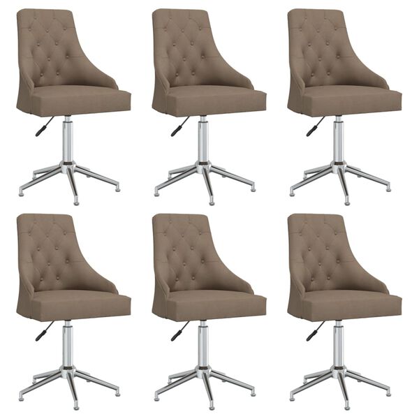 vidaXL Chaises pivotantes &agrave; manger lot de 6 taupe tissu