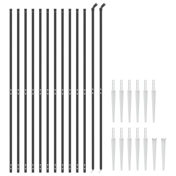 vidaXL Cl&ocirc;ture en treillis m&eacute;tallique et ancrage anthracite 2x25 m