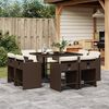 vidaXL Ensemble &agrave; manger de jardin et coussins 9 pcs marron poly rotin