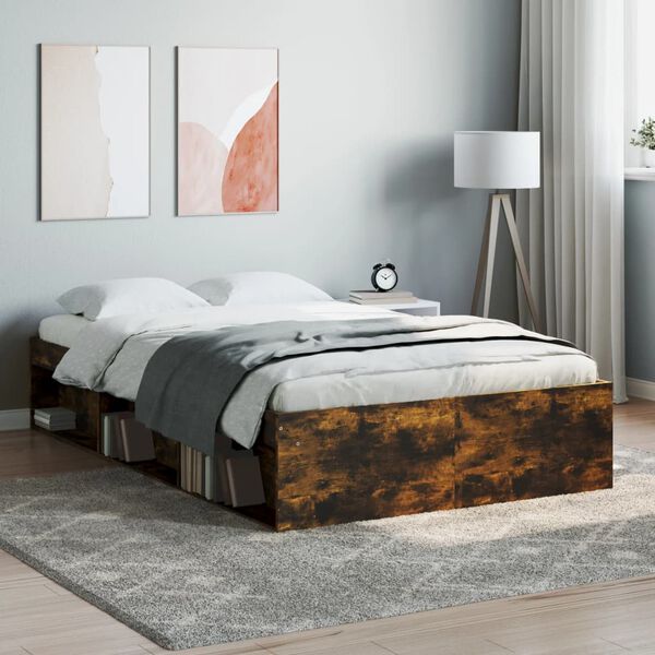 vidaXL Cadre de lit sans matelas ch&ecirc;ne fum&eacute; 120x200 cm