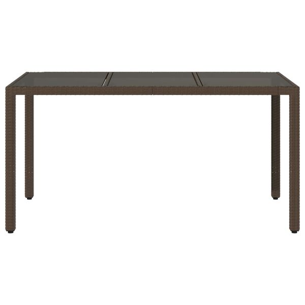 vidaXL Table de jardin 150x90x75 cm Verre trempé/résine tressée Marron
