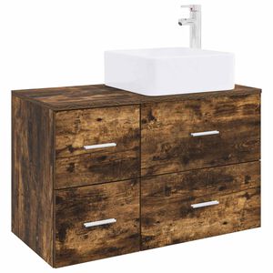 vidaXL Ensemble de mobilier de salle de bain 2 pcs Ch&ecirc;ne fum&eacute;