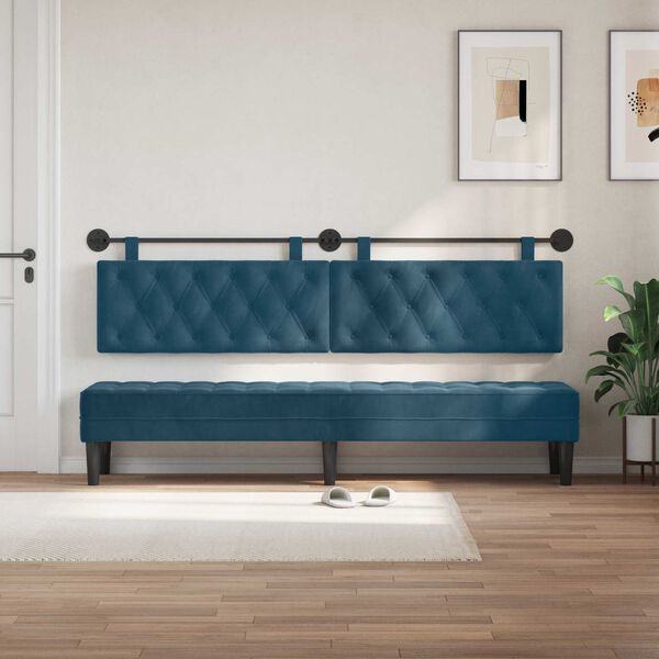 vidaXL T&ecirc;te de lit suspendue Bleu 210 x 55 x 7 cm Velours