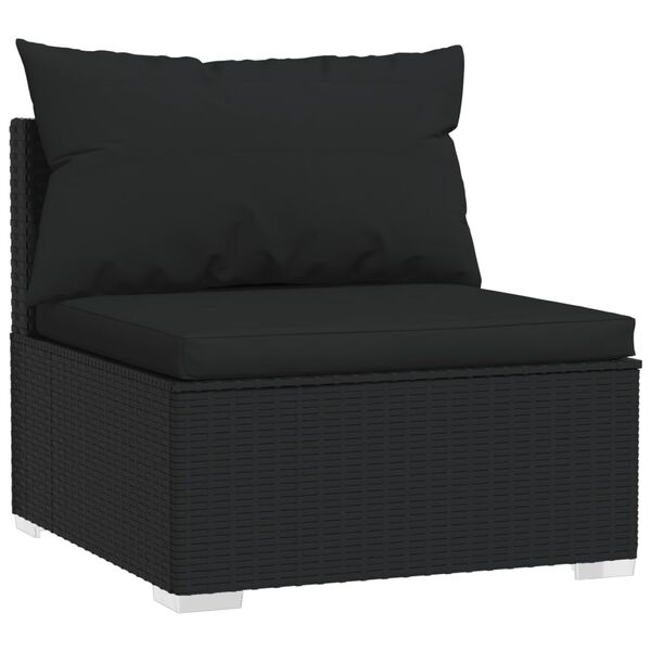 vidaXL Salon de jardin 8 pcs avec coussins Noir R&eacute;sine tress&eacute;e