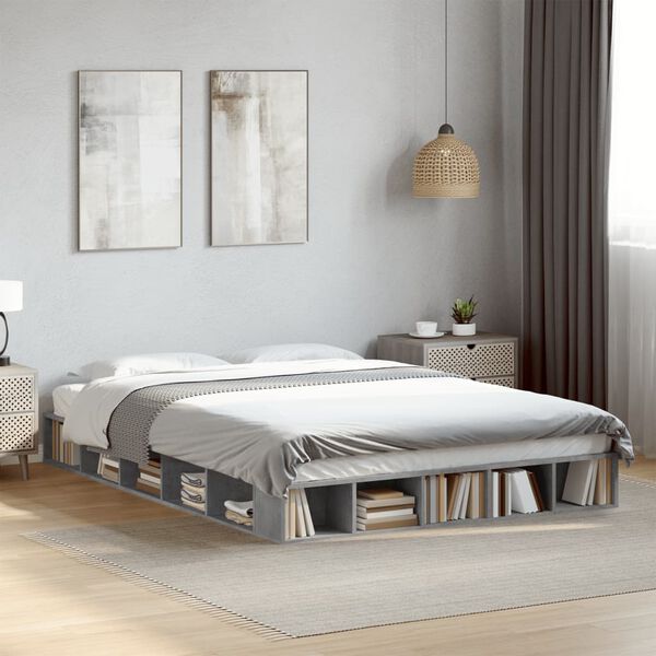 vidaXL Cadre de lit sans matelas gris b&eacute;ton 140x200 cm