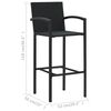 vidaXL Ensemble de bar de jardin 3 pcs Noir