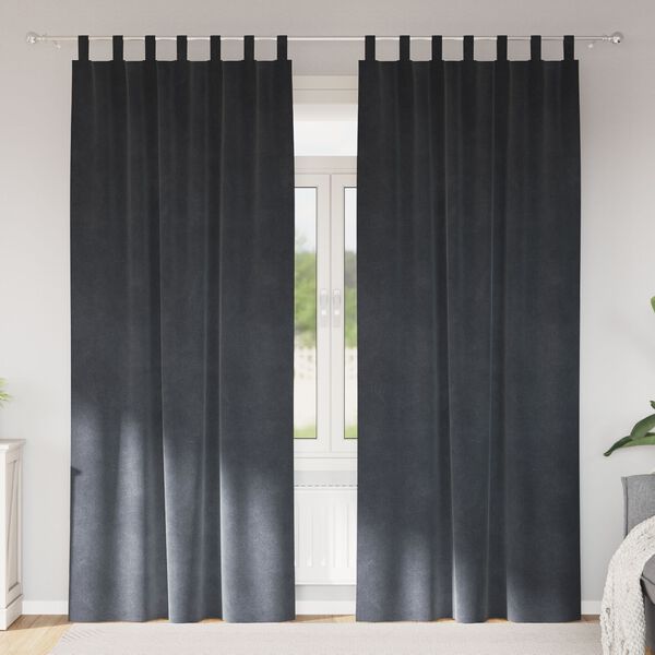 vidaXL Rideaux occultants 2 pcs Gris clair 140 x 225 cm Velours