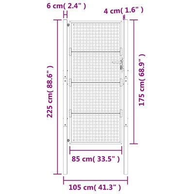 vidaXL Portail de jardin anthracite 105x225 cm acier