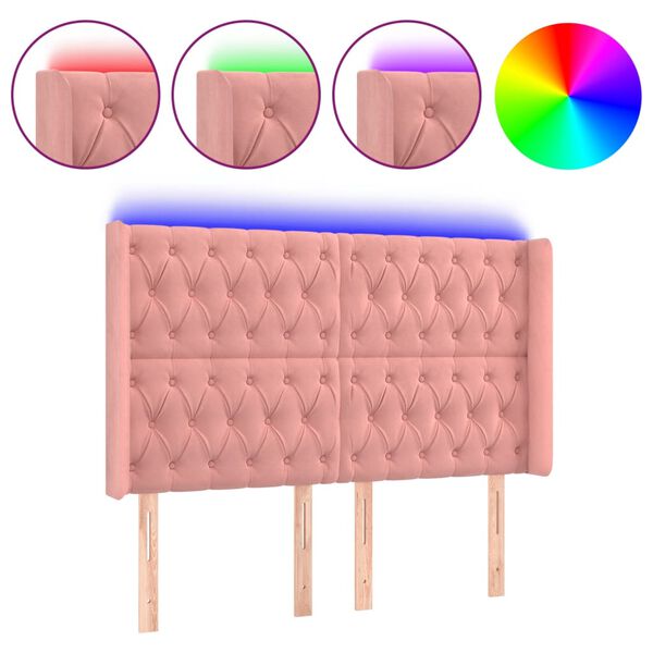 vidaXL T&ecirc;te de lit &agrave; LED Rose 163x16x118/128 cm Velours