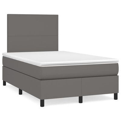 vidaXL Sommier à lattes de lit avec matelas Gris 120x200 cm Similicuir