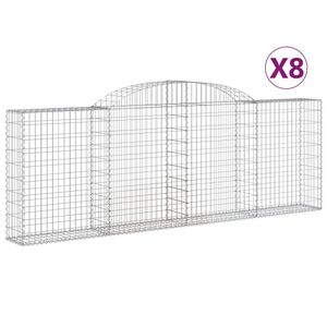 vidaXL Paniers &agrave; gabions arqu&eacute;s 8 pcs 300x30x100/120 cm fer galvanis&eacute;