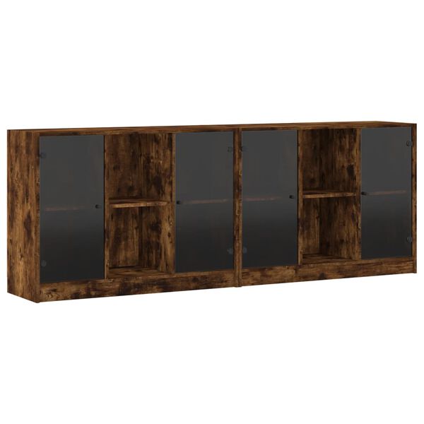 vidaXL Biblioth&egrave;que avec portes ch&ecirc;ne fum&eacute; 204x37x75 cm