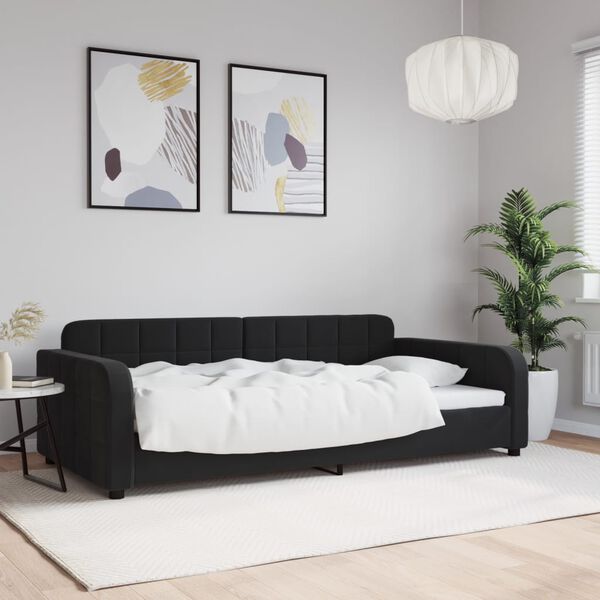 vidaXL Lit de repos sans matelas noir 100x200 cm velours