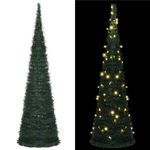 vidaXL Sapin de No&euml;l artificiel pr&eacute;-&eacute;clair&eacute; avec guirlandes vert 210cm