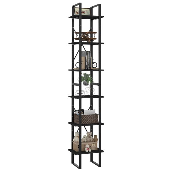 vidaXL Biblioth&egrave;que &agrave; 6 niveaux noir 40x30x210 cm bois ing&eacute;nierie