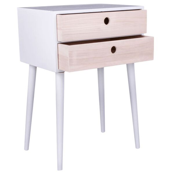 House Nordic Table de chevet Annelies Blanc et naturel