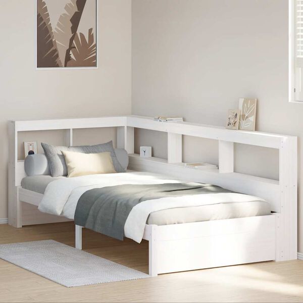 vidaXL Lit biblioth&egrave;que sans matelas blanc 100x200 cm bois pin massif