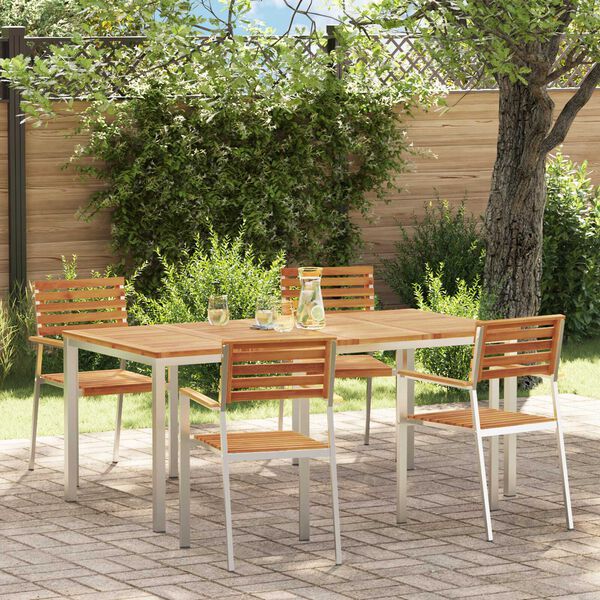 vidaXL EnsembledeRepasdeJardin 5 pcs Marron AcaciaMassif