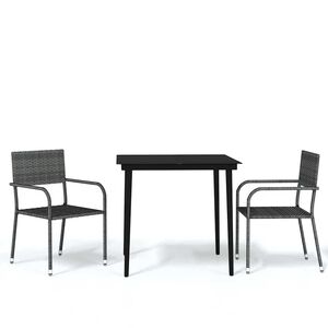 vidaXL Ensemble &agrave; manger de jardin 3 pcs Gris