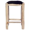 vidaXL Tabouret de bar Cuir de ch&egrave;vre v&eacute;ritable et bois de teck massif