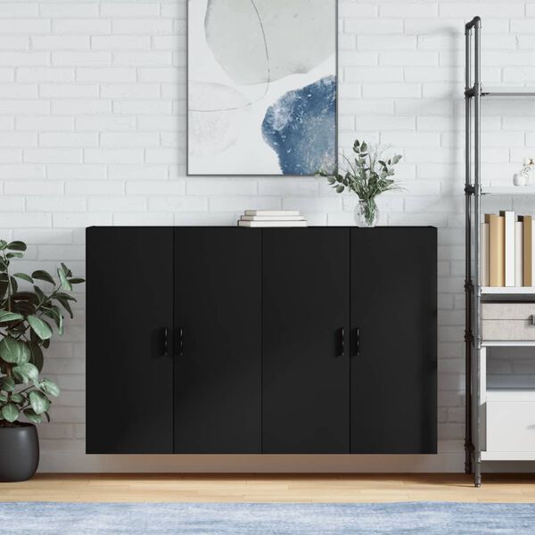 vidaXL Armoires murales 2 pcs noir 69,5x34x90 cm