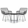 vidaXL Ensemble &agrave; manger de jardin 3 pcs Noir R&eacute;sine tress&eacute;e