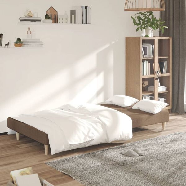 vidaXL Canap&eacute;-lit &agrave; 2 places Marron Tissu