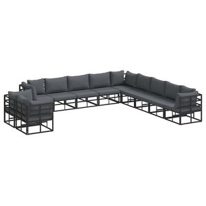 vidaXL Ensemble de canap&eacute; de jardin 11 pc Noir Aluminium