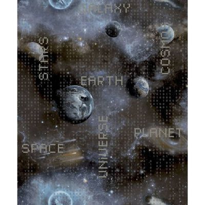 Noordwand Papier peint Good Vibes Galaxy Planets and Text Bleu et noir