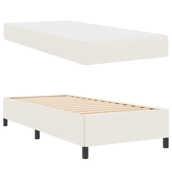 vidaXL Cadre de lit avec matelas Cr&egrave;me 100 x 200 cm tissu