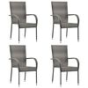 vidaXL Chaises empilables d'ext&eacute;rieur lot de 4 Gris R&eacute;sine tress&eacute;e