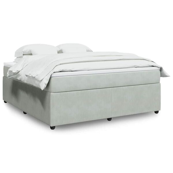 vidaXL Sommier &agrave; lattes de lit et matelas Gris clair 180x200cm Velours