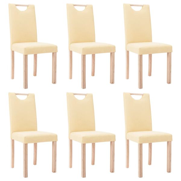 vidaXL Chaises &agrave; manger lot de 6 cr&egrave;me tissu