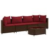 vidaXL Salon de jardin avec coussins 5 pcs marron r&eacute;sine tress&eacute;e