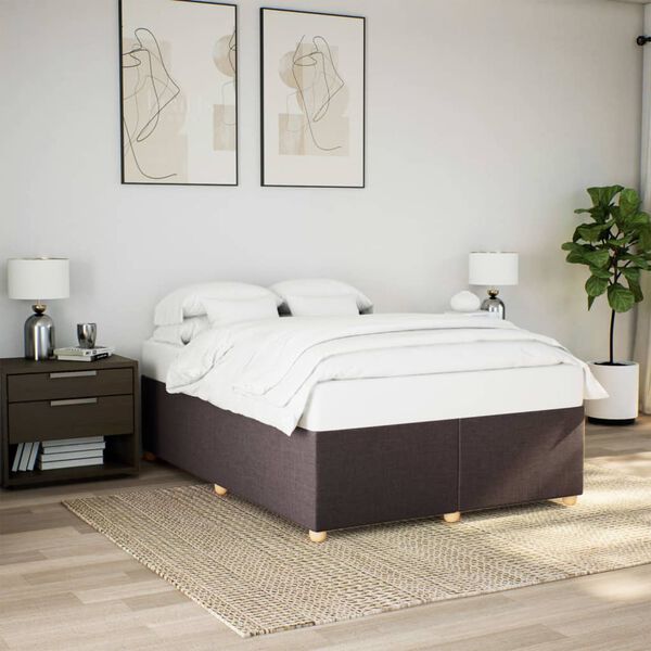 vidaXL Cadre de lit sans matelas marron fonc&eacute; 160x200 cm tissu