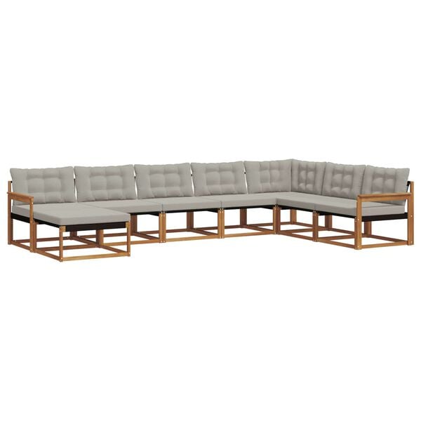 vidaXL Ensemble de canap&eacute;s d'ext&eacute;rieur 8 pcs Gris Naturel et Clair